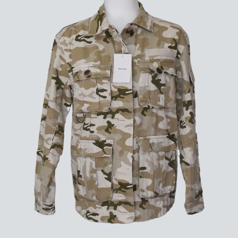 BEHRSKA % 100 Cotton Camo Army Jacket Size XS